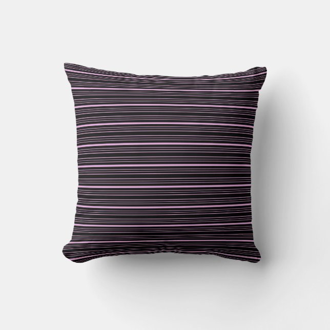 Light Pink and Black Stripes Pattern Cushion (Front)