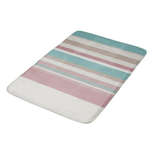 Light Pink and Blue Stripes   Bath Mat
