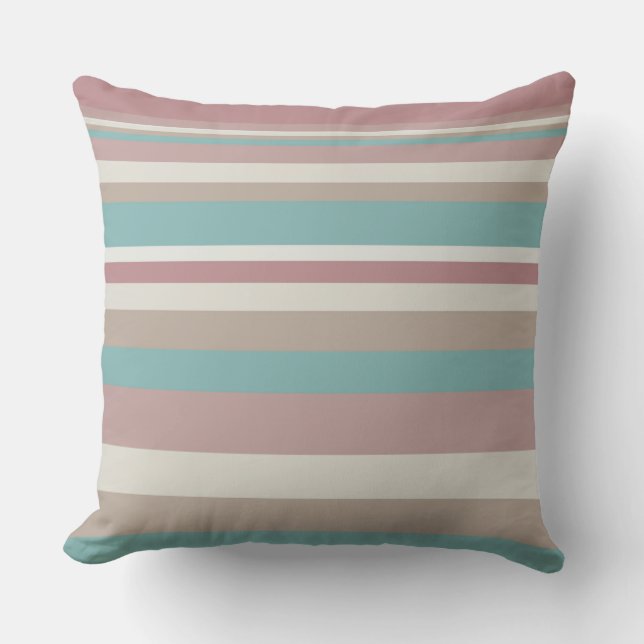 Light Pink and Blue Stripes Cushion (Front)