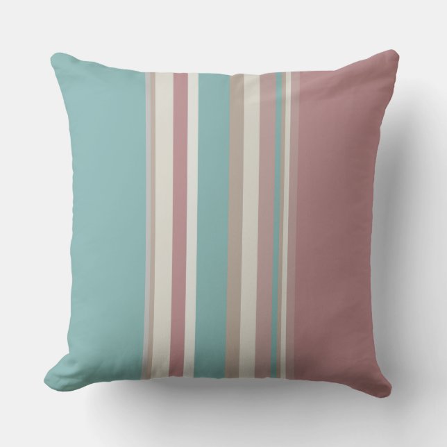 Light Pink and Blue Stripes   Cushion (Front)