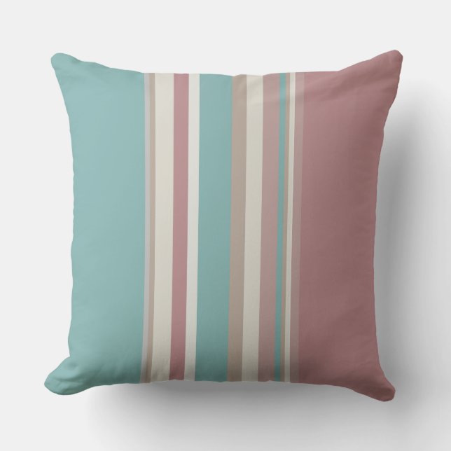 Light Pink and Blue Stripes   Cushion (Front)