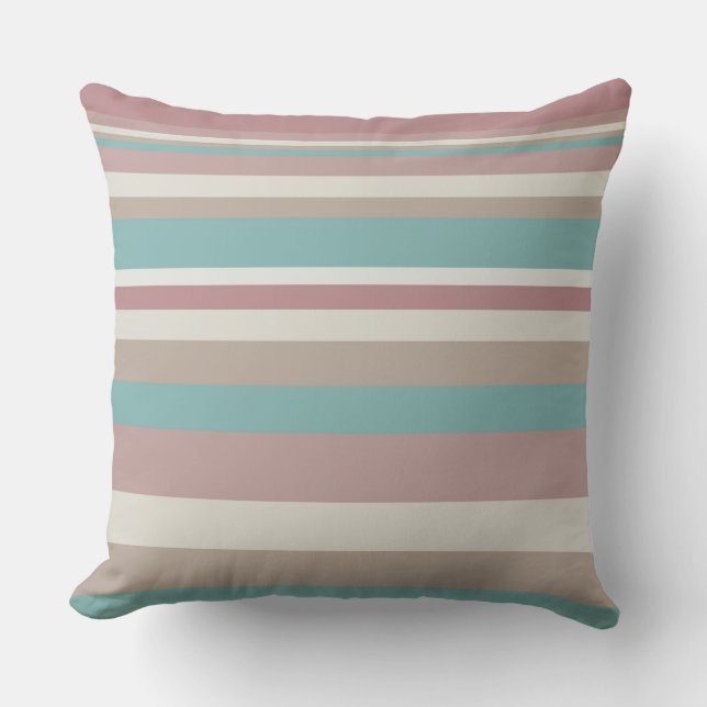 Light Pink and Blue Stripes Cushion (Front)