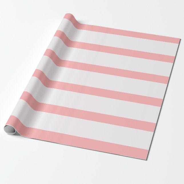 Light Pink and Cream Pencil Stripes Wrapping Paper (Unrolled)