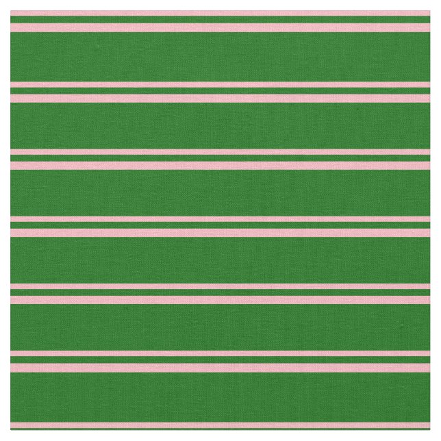 Light Pink and Dark Green Lines Fabric (Close Up)