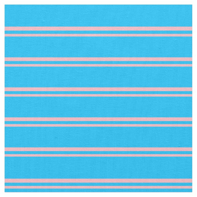 Light Pink and Deep Sky Blue Stripes Fabric (Close Up)