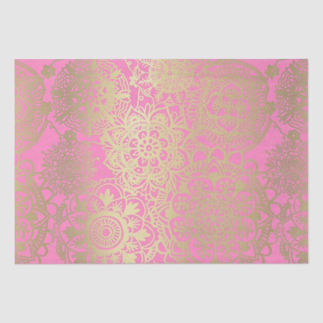 Light Pink and Gold Mandala Pattern Tissue Paper (Front)