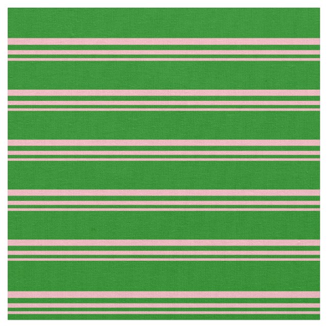Light Pink and Green Coloured Stripes Fabric (Close Up)