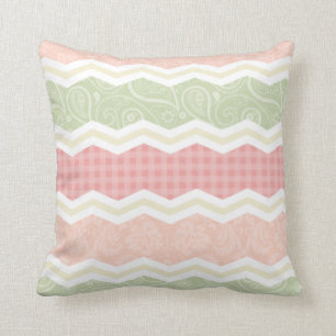 Light Pink and Green  Cute Patterns Cushion