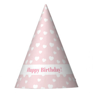 Light Pink and Hearts, birthday, shower, party Hat
