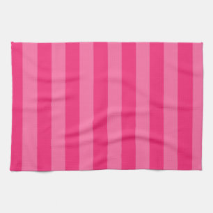 Light Pink and Hot Pink Stripes  Tea Towel