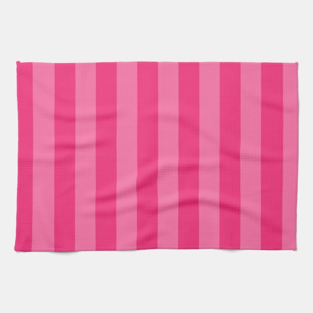 Light Pink and Hot Pink Stripes  Tea Towel (Horizontal)