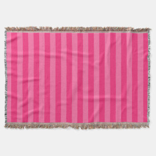 Light Pink and Hot Pink Stripes Throw Blanket