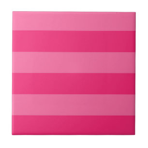 Light Pink and Hot Pink Stripes Tile