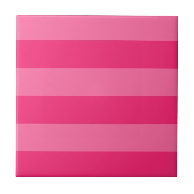 Light Pink and Hot Pink Stripes  Tile (Front)