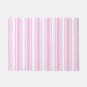 Light pink and white candy stripes doormat