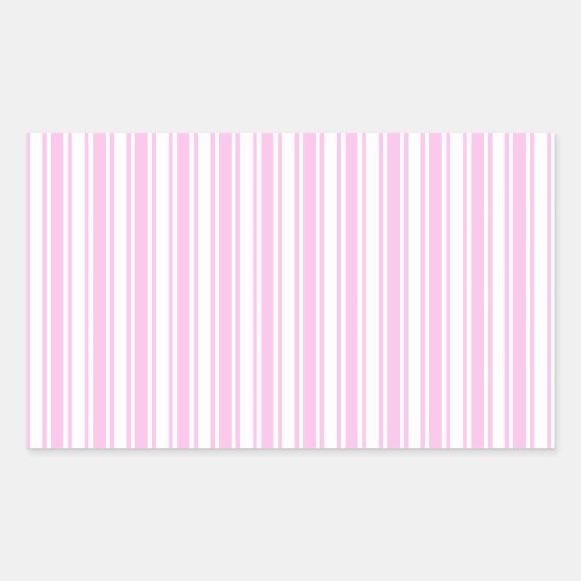 Light pink and white candy stripes rectangular sticker (Front)