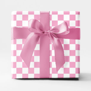 Light Pink and White Chequered Wrapping Paper
