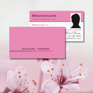 Light Pink and White Chic with Photo Professional Business Card