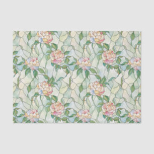 Light Pink and White Flowers Stained Glass Effect  Tissue Paper