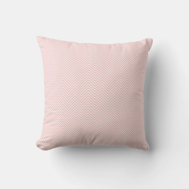 Light Pink and White Herringbone Chevron Cushion (Front)