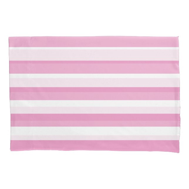 Light Pink and White Horizontal Stripe Pillowcase (Front-Left)