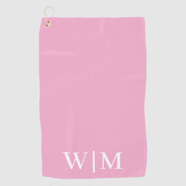 Light Pink and White Personalised Golf Towel  (Front)
