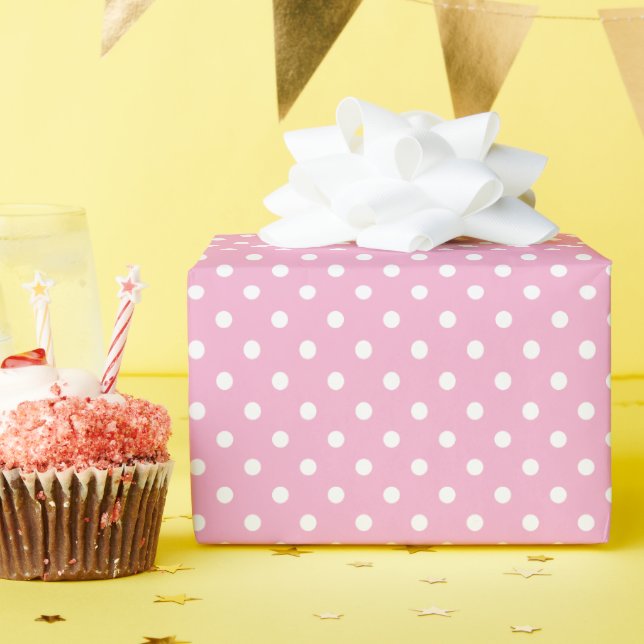 Light Pink and White Polka Dots Wrapping Paper (Birthday Party)