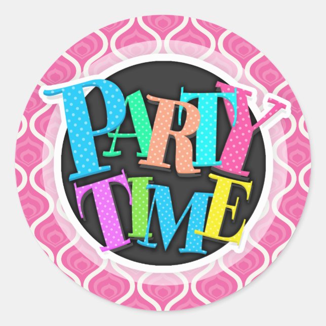 Light Pink and White Retro Pattern Classic Round Sticker (Front)
