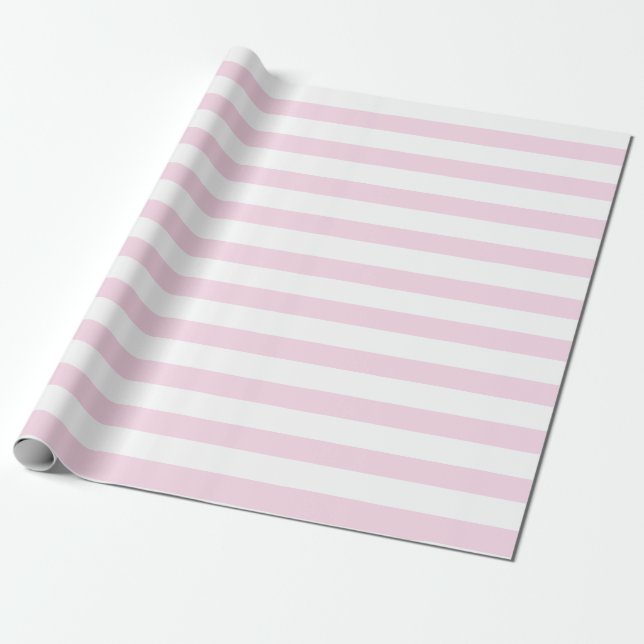 Light Pink and White Stripes Wrapping Paper (Unrolled)
