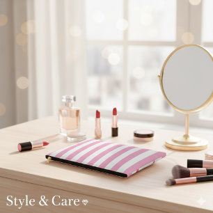 Light Pink and White Vertical Striped Accessory Pouch