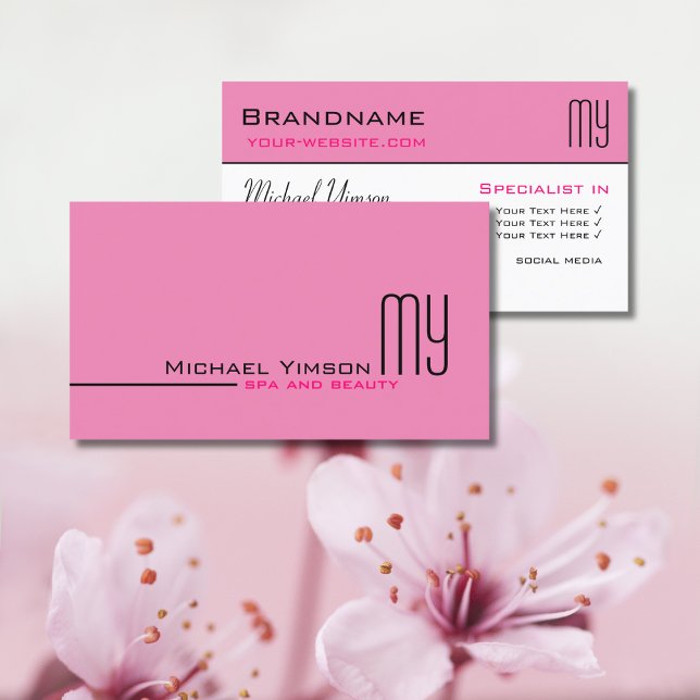 Light Pink and White with Initials Professional Business Card (Creator Uploaded)