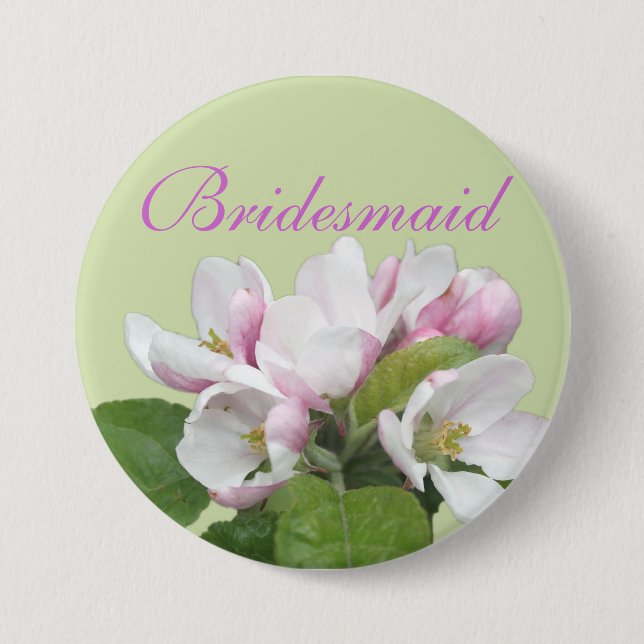 Light pink apple flower  bridesmaid 7.5 cm round badge (Front)