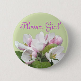 Light pink apple flower  flower girl wedding 6 cm round badge