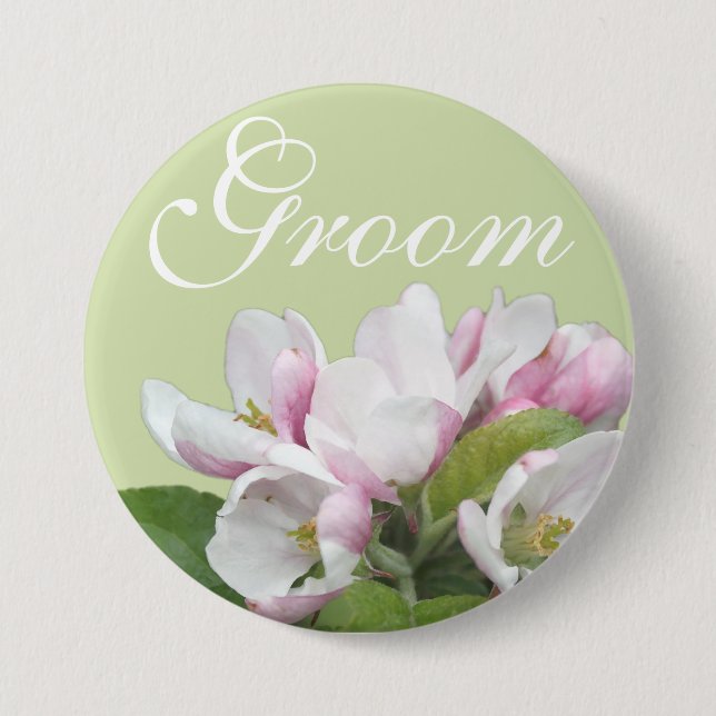 Light pink apple flower  groom wedding 7.5 cm round badge (Front)