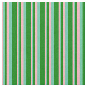 Light Pink, Aquamarine & Green Lines Fabric