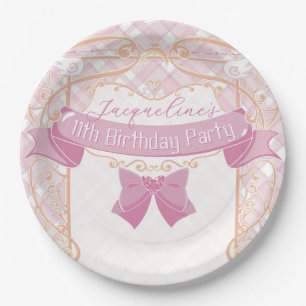Light Pink Art Nouveau Princess Birthday Paper Plate