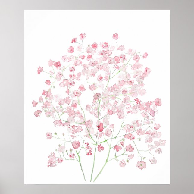 light pink Baby Breath Bouquet gypsophila watercol Poster (Front)