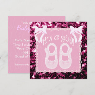 Light pink Baby Girl shower Pink sparkles Invite