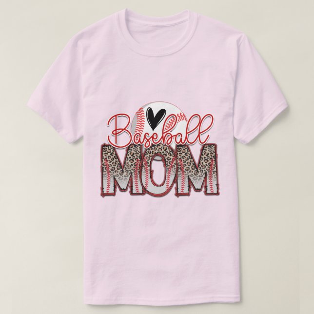 Light Pink Baseball Mum T-Shirt (Design Front)