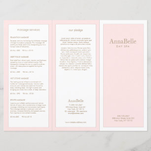 Light Pink Beauty Day Spa Salon TriFold Brochure