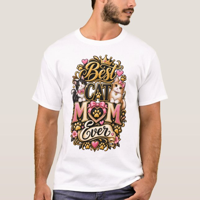 Light  pink Best cat mum ever T-Shirt (Front)