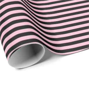 Light Pink Black Stripe Wrapping Paper