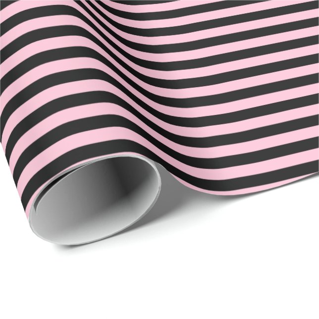 Light Pink | Black Stripe Wrapping Paper (Roll Corner)
