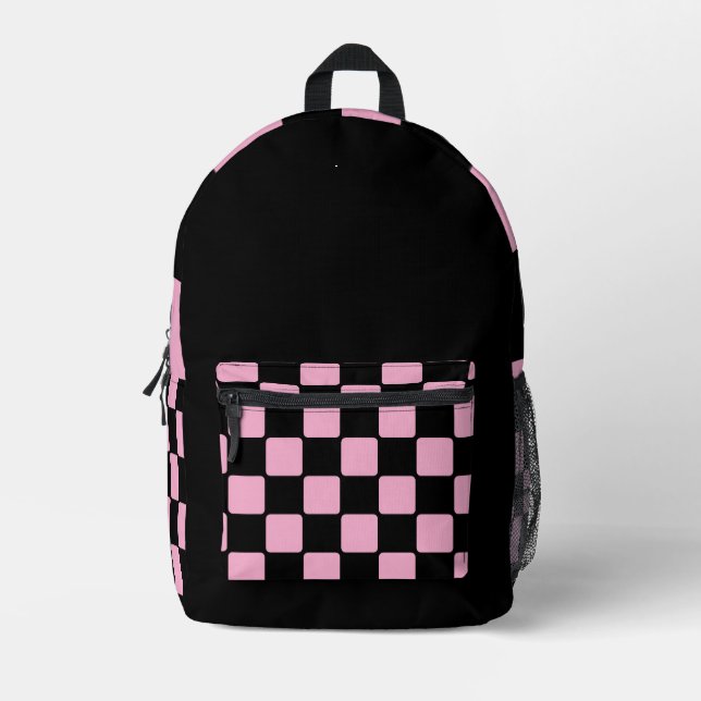 Light Pink & Black Unique Pattern for School Printed Backpack (Front)