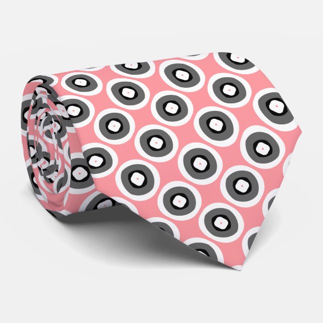 Light Pink Black White Dots Tie (Rolled)