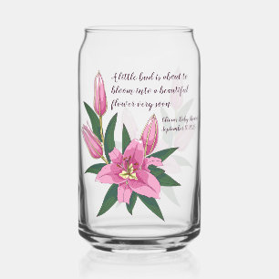Light Pink Blooming Lily Can Glass