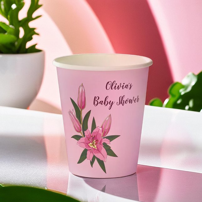Light Pink Blooming Lily Paper Cups (Light Pink Blooming Lily Paper Cups)