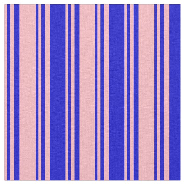 Light Pink & Blue Coloured Stripes/Lines Pattern Fabric (Close Up)