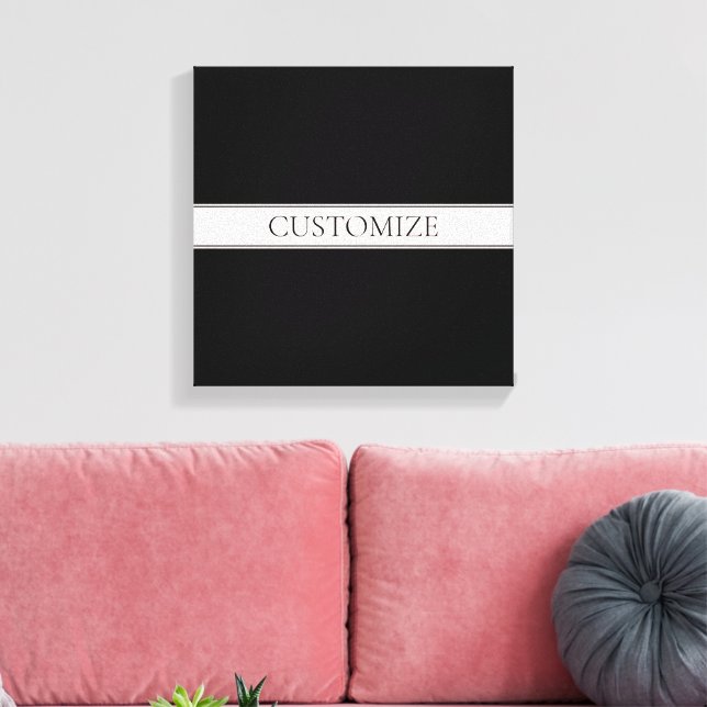 Light Pink Blush Stripe & Elegant Editable Text Canvas Print (Insitu(LivingRoom))