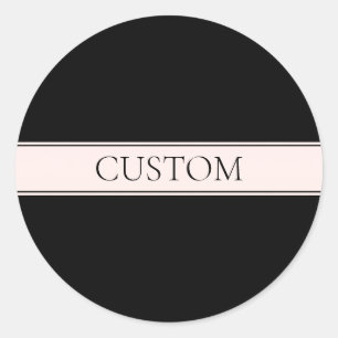Light Pink Blush Stripe & Elegant Editable Text Classic Round Sticker